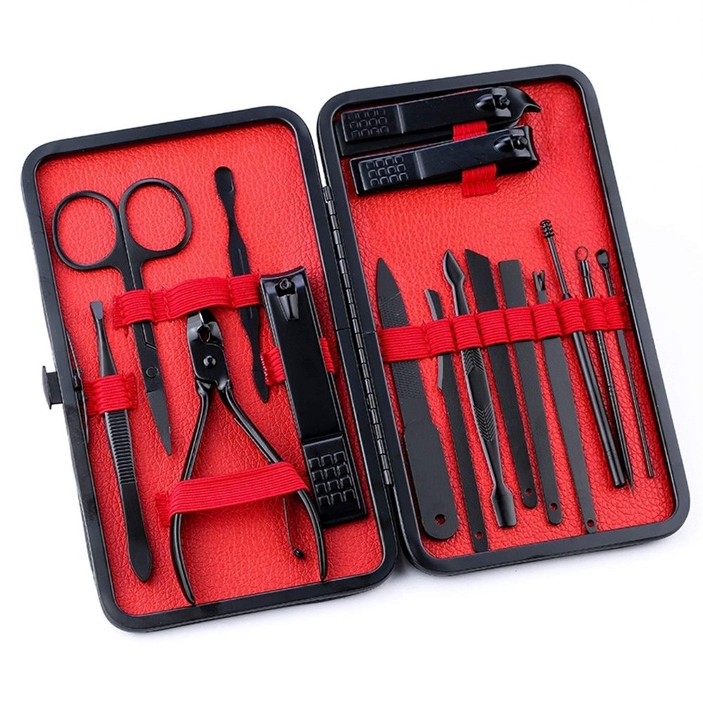 COOVS 7-16 Pcs Nail Clipper Scissor Pedicure Set Kit Nail Clipper Set for Stainless Set Steel Manicure Cutter Beauty Tools Set (Color : 16pcs 1box)