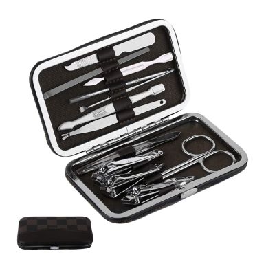 COOVS 12 in 1 Stainless Steel Pedicure Manicure Set Nail Clipper Scissors Tweezer Cutter Clip Nail Care Cuticle Grooming Kit Tools