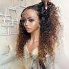 Jnymell 1B/30 Ombre Color Culy Human Hair Wigs HD Transparent 13X6 Lace Front Wigs Deep Wave For Black Woman 180% Density Full Lace Front Deep Wave Wigs Pre Plucked Bleached Knots Twon Tone Wig 16" view 3