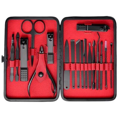 COOVS 7-18pcs Nail Clipper Set Scissors Tweezer Knife Manicure Cutter Nail Art Pedicure Manicure Tools (Color : 18pcs)