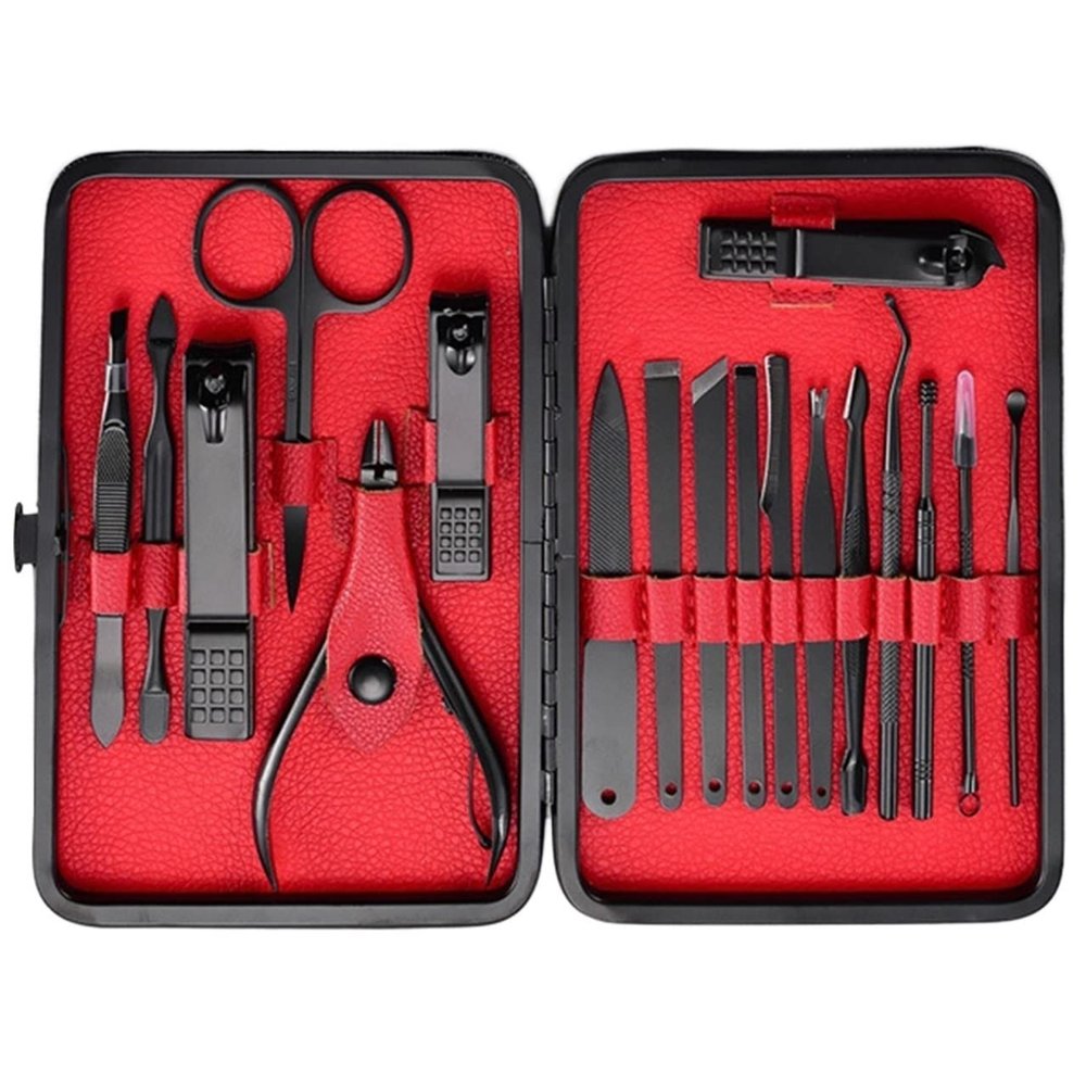 COOVS 7-18pcs Nail Clipper Set Scissors Tweezer Knife Manicure Cutter Nail Art Pedicure Manicure Tools (Color : 18pcs)