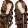 Jnymell Brown Human Hair Body Wave HD Lace Front Wigs Pre Plucked With Baby Hair Brazilian Glueless 13X6 Lace Front Wigs 150% Density Transparent Lace Chocolate Brown Human Hair Wavy Wigs 22Inch view 4