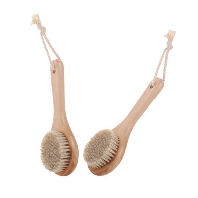 Healifty 2pcs Boar Bristle Brush Body Shower Brush Exfoliating Tub Scrubber for Bath Cleaning
