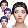 Geyoga 4 Pieces Mesh Crochet Hair Net Rayon Knit Snood Hat Thick Short Women Hairnet Snoods Cover Ornament for Sleeping (Black, Blue) view 1