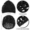 Geyoga 4 Pieces Mesh Crochet Hair Net Rayon Knit Snood Hat Thick Short Women Hairnet Snoods Cover Ornament for Sleeping (Black, Blue) view 3