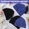 Geyoga 4 Pieces Mesh Crochet Hair Net Rayon Knit Snood Hat Thick Short Women Hairnet Snoods Cover Ornament for Sleeping (Black, Blue) view 4