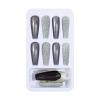 COOVS Full Cover False Nails French Long Ballet Detachable Fake Nails Matte Shiny Flame Fake Nail Glitter Gold Line Manicure Decor (Color : 24pcs-18) view 1