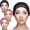 Geyoga 4 Pieces Mesh Crochet Hair Net Rayon Knit Snood Hat Thick Short Women Hairnet Snoods Cover Ornament for Sleeping (Black, Pink) view 1