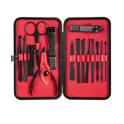 COOVS 7-23 Pcs Professional Nail Cutter Pedicure Scissors Set Stainless Steel Eagle Hook Portable Manicure Nail Clipper Tool Set (Color : 15 pcs red)