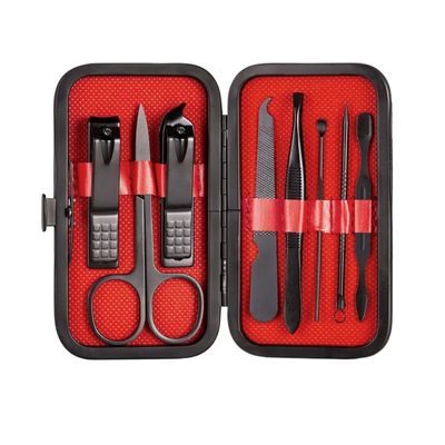 COOVS 7-23 Pcs Professional Nail Cutter Pedicure Scissors Set Stainless Steel Eagle Hook Portable Manicure Nail Clipper Tool Set (Color : 8 pcs red)