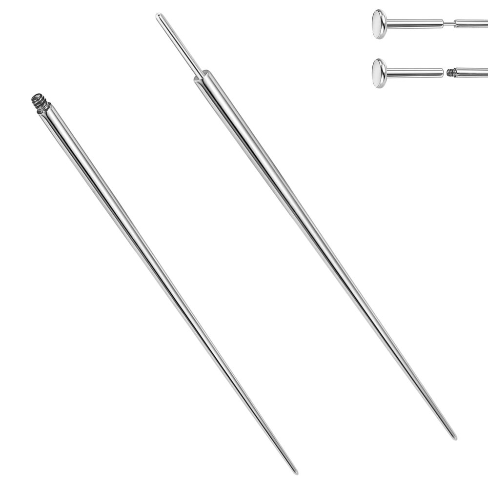 BodyAce 14G 16G 18G Titanium Piercing Taper, Threadless Insertion Pin Screw On Assistant Tool, Body Piercing Stretching Kit for Ear/Nose/Navel/Lip/Eyebrow (18G=1.0mm)