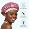 KISS COLORS & CARE Glitter Bonnet XL, Pink Pearl, Gentle Silky Fabric with Elastic Band for Most Hair Types - Hypoallergenic, Overnight Wear Stylish Sleep Cap, Slip-Free, Breathable view 2