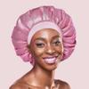 KISS COLORS & CARE Glitter Bonnet XL, Pink Pearl, Gentle Silky Fabric with Elastic Band for Most Hair Types - Hypoallergenic, Overnight Wear Stylish Sleep Cap, Slip-Free, Breathable view 4