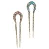 OSALADI 2pcs Rhinestone Hair Stick Double Prong Hairpin for Elegant Updos Retro Hair Dovetail Clip for Weddings and Parties view 1