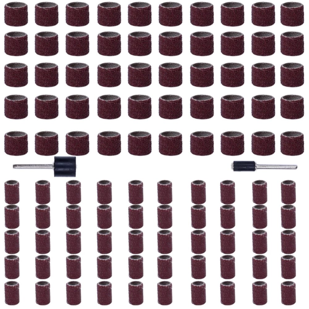 100PCS Sanding Cap Bands Sandpaper For Electric Manicure Machine 120/320 Grit Nail Drill Grinding Bit Files Pedicure Tool Set,120 Grit