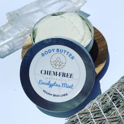Chem-Free Naturally Body Butter (Eucalyptus Mint) Body Butter, Natural, Coconut Oil, Argan Oil, Shea Butter, For All Skin Types, Natural Essential Oils, Vegan and Cruelty Free, 2oz