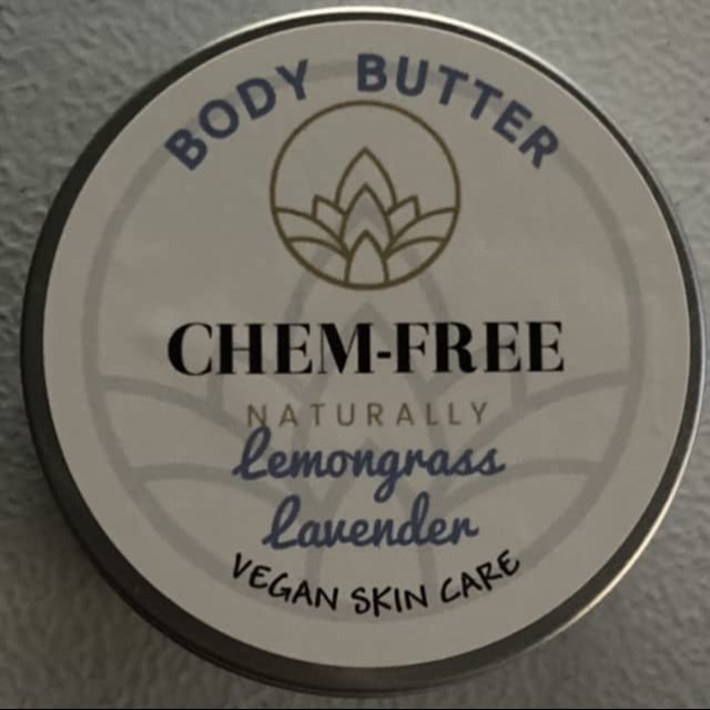 Chem-Free Naturally Body Butter (Lemongrass Lavender) Body Butter, Natural, Coconut Oil, Argan Oil, Shea Butter, For All Skin Types, Natural Essential Oils, Vegan and Cruelty Free, 2oz