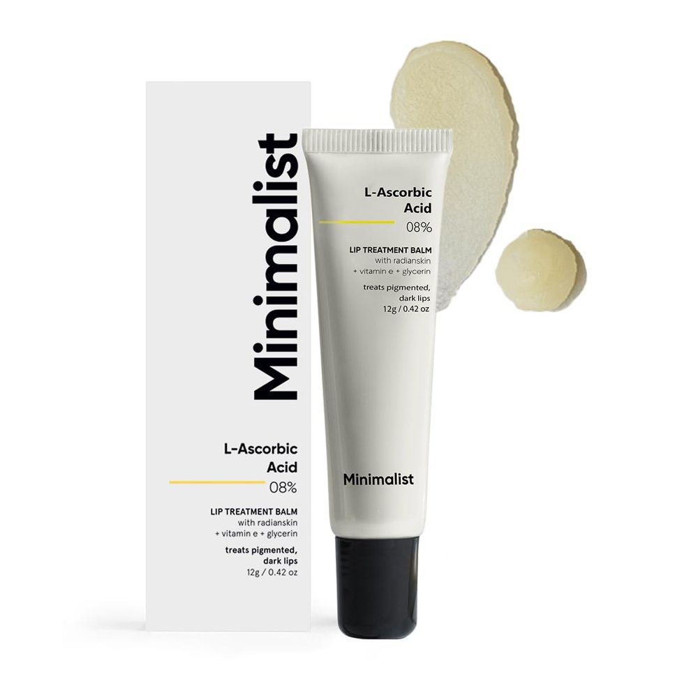 Minimalist Lip Balm for Moisturizing, Softening & Brightening Lips | 8% L-Ascorbic Acid with Vitamin E, Radianskin & Glycerine | For Women & Men | 0.42 Oz / 12 gm