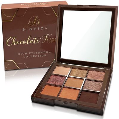 Bighiza Chocolate Kisses Eyeshadow Palette 9 Richly Pigmented, Ultra-Blendable Shades with Velvet Texture & Mirror Cosmetics
