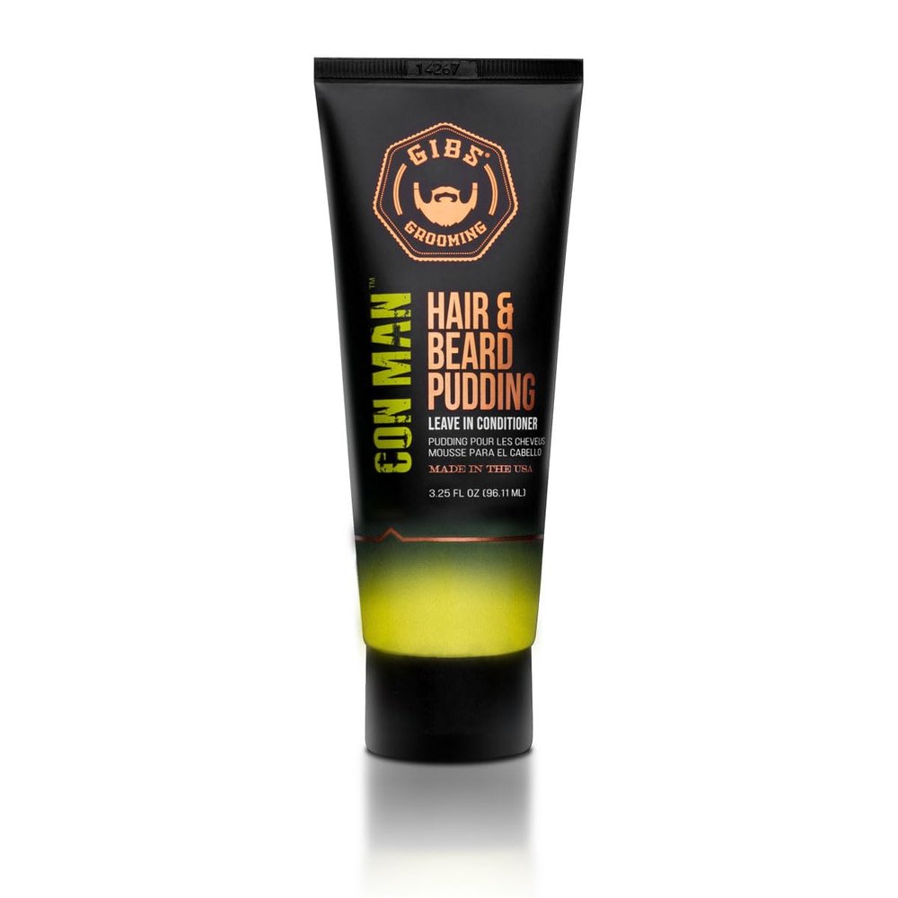 GIBS Con Man Hair & Beard Pudding - Leave In Conditioner - Curl Definer - Moisturizer - 3.25 oz Travel Size