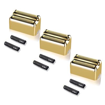 Professional Replacement Foil and Cutters for BaBylissPRO Barberology Double Foil Shaver, Compatible with BaBylissPRO Barberology FXFS2 Shaver (3 gold)