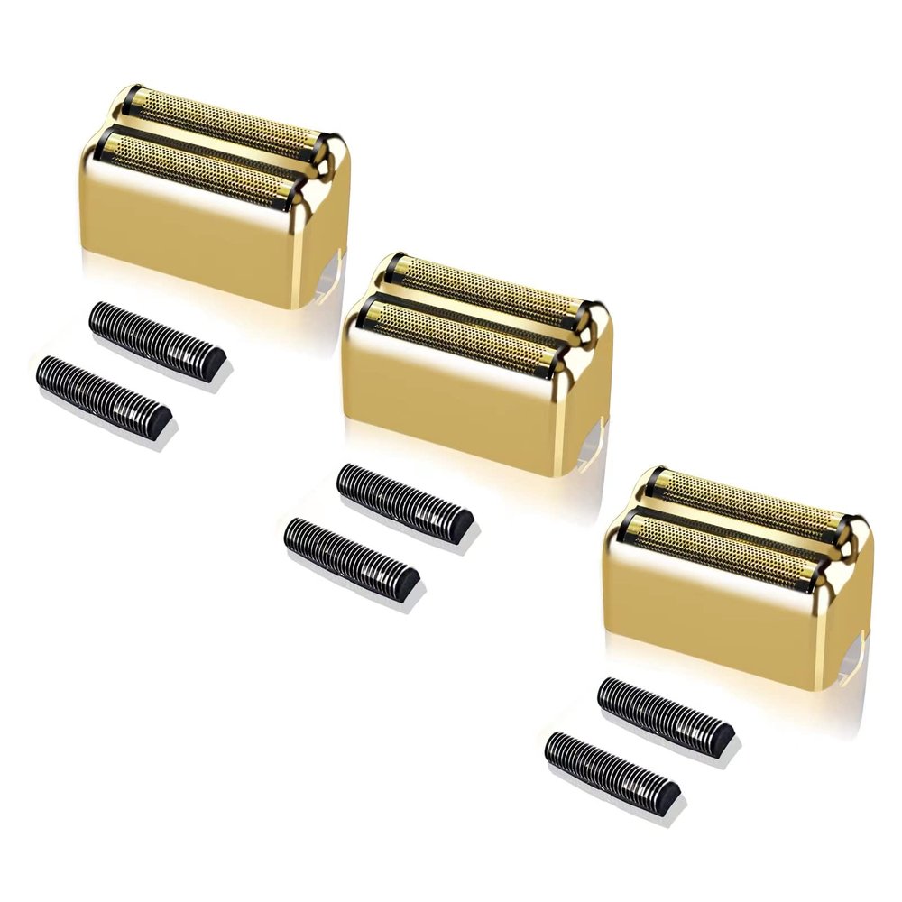 Professional Replacement Foil and Cutters for BaBylissPRO Barberology Double Foil Shaver, Compatible with BaBylissPRO Barberology FXFS2 Shaver (3 gold)