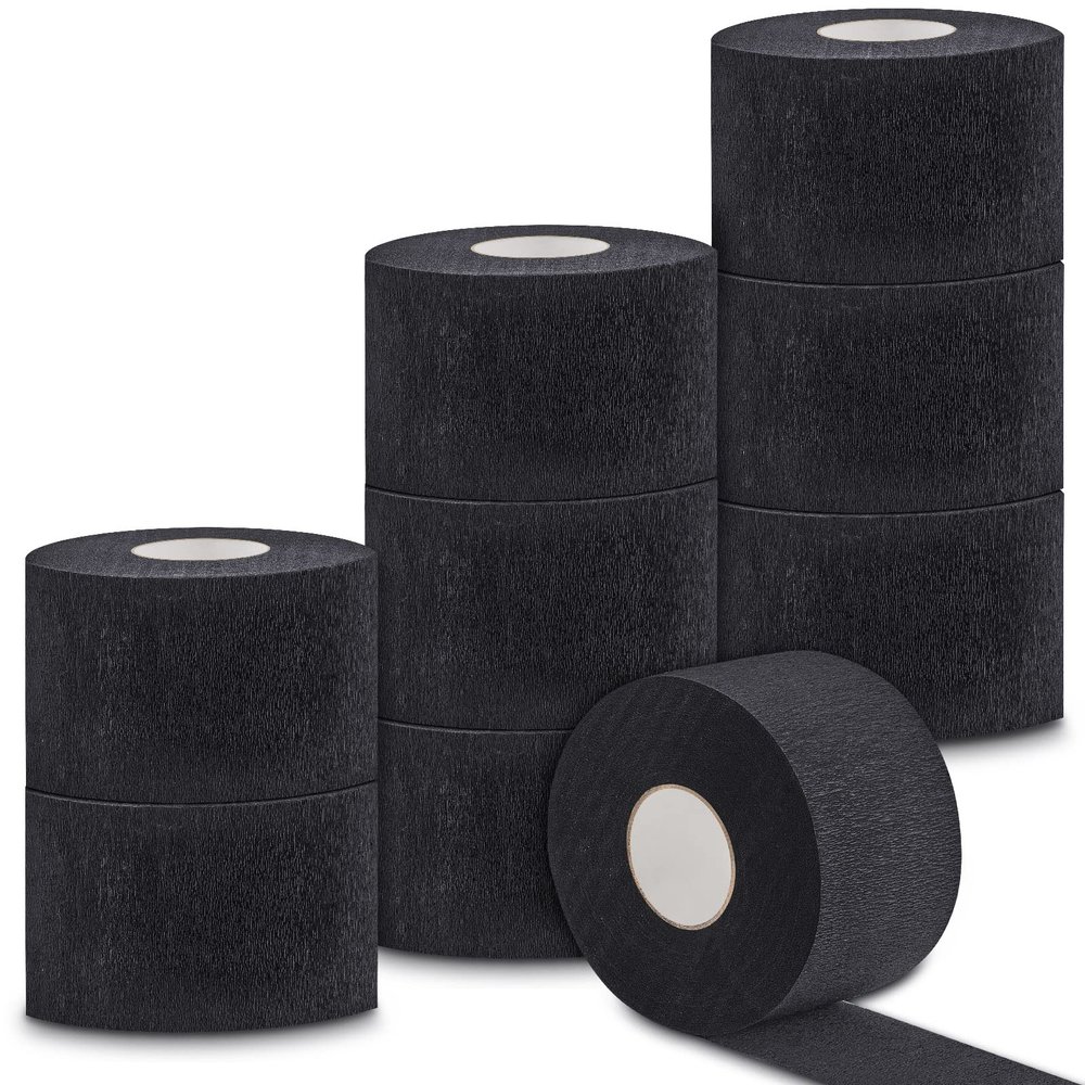 1000 Pieces 10 Rolls Disposable Black Barber Neck Strips, Black Barber Neck Strips Disposable Stretchy Edge Paper Hair for Salon Haircut Styling Barbershop Accessories