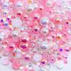 Briskbloom 60g Flatback Pearls and Rhinestones for Crafts, 3620PCS 2mm-10mm Mix for Nails Face Art Tumblers, with Tweezers Wax Pen, White|Pinks view 1