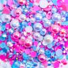 Briskbloom 60g Mix Flatback Pearls and Rhinestones for Crafts, 3620PCS Flatback Pearl Rhinestones for Tumblers Nail Face Art, Jelly Rhinestones and Half Pearls, with Tweezers Wax Pen, White|Blue|Pinks view 1