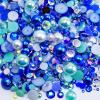 Briskbloom 60g Mix Flatback Pearls and Rhinestones for Crafts, 2mm-10mm Blue Green White for Nail Face Art Tumblers, Jelly Rhinestones and Half Pearls, With Tweezers Wax Pen view 1