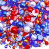 Briskbloom 60g Mix Flatback Pearls and Flatback Rhinestones for Crafts, 2mm-10mm Pearl Rhinestones for Nails Face Art Tumblers, Jelly Rhinestones and Half Pearls, with Tweezers Wax Pen, White|Red|Blue view 1