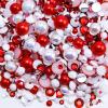 Briskbloom 60g Mix Flatback Pearls and Half Pearls for Crafts, 3620PCS Red White Pearl Rhinestones for Nails Face Art Tumblers, with Tweezers Wax Pen view 1