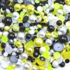 Briskbloom 60g Mix Pearls and Rhinestones for Crafts, 3620PCS 2mm-10mm Flatback for Nails Face Art Tumblers, Jelly and Half Pearls, Yellow|Black|White view 1