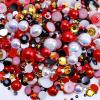Briskbloom 60g Mix Pearls and Rhinestones for Crafts, 3620PCS 2mm-10mm Pearl Rhinestones for Nails Face Art Tumblers, Flatback Rhinestones and Half Pearls, with Tweezers Wax Pen, Red|Orange|Black view 1