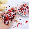 Briskbloom 60g Mix Pearls and Rhinestones for Crafts, 3620PCS 2mm-10mm Pearl Rhinestones for Nails Face Art Tumblers, Flatback Rhinestones and Half Pearls, with Tweezers Wax Pen, Red|Orange|Black view 2