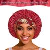 3 Pack Satin Bonnet Silk Hair Bonnet for Sleeping, Sleep Bonnets for Women Large Wide Soft Band Sleep Cap for Curly Hair Braids view 2