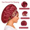 3 Pack Satin Bonnet Silk Hair Bonnet for Sleeping, Sleep Bonnets for Women Large Wide Soft Band Sleep Cap for Curly Hair Braids view 3