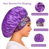3 Pack Satin Bonnet Silk Hair Bonnet for Sleeping, Sleep Bonnets for Women Large Wide Soft Band Sleep Cap for Curly Hair Braids view 3