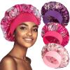 3 Pack Satin Bonnet Silk Hair Bonnet for Sleeping, Sleep Bonnets for Women Large Wide Soft Band Sleep Cap for Curly Hair Braids view 1