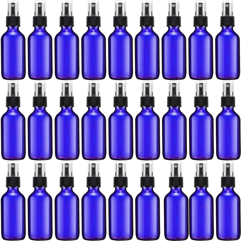 Eccliy 32 Pcs Glass Spray Bottles 2 oz for Essential Oils Small Fine Mist Refillable Mini Liquid Cosmetic Spray Bottles Containers for Travel Cleaning Skin Care Plants