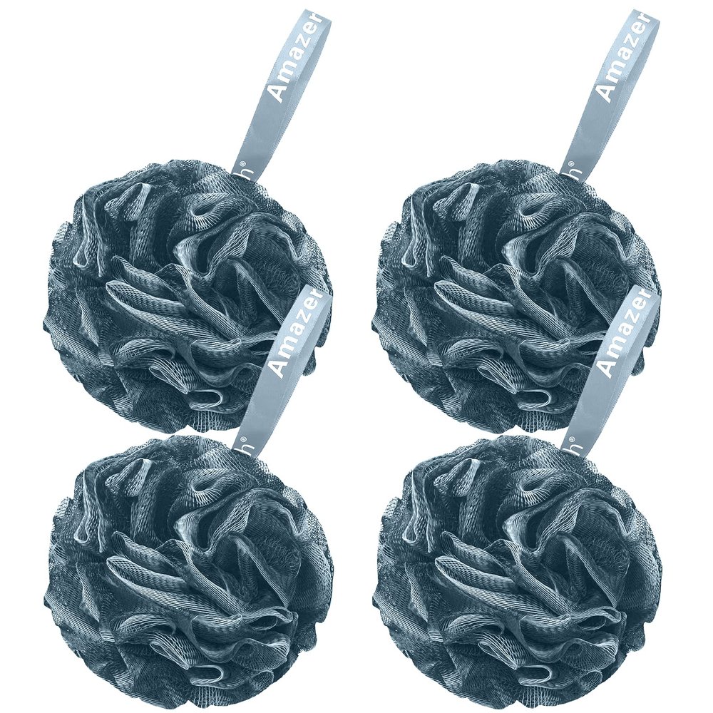 AmazerBath Bath Shower Loofah Sponge 75g/PCS Bath Sponges for Men Exfoliating - Set of 4 Indigo, Large