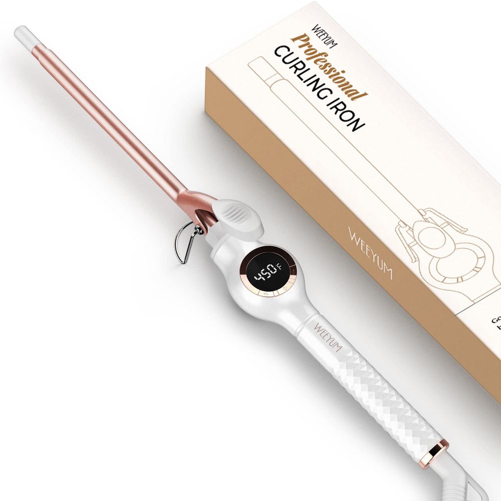 WEEYUM 3/8 Inch Small Curling Iron, 9mm Curling Wand for Short Long Hair, Thin Curling Iron Ceramic Tourmaline Barrel