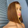 13x4 Lace Front Wigs Brazilian Highlight 4/27 Colored Human Hair Straight Bob Wig Side Part HD Transparent Lace Wig With Baby Hair for Black Women Pre Plucked Natural Hairline 150% Density 8 Inch view 2