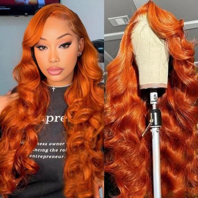 30Inch Ginger Wig Human Hair 13x4 Body Wave Lace Front Wigs Human Hair 350# Colored Wigs Human Hair Orange Wigs for Women 180% Density Ginger Orange Lace Front Wigs Pre Plucked With Natural Hairline