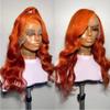 30Inch Ginger Wig Human Hair 13x4 Body Wave Lace Front Wigs Human Hair 350# Colored Wigs Human Hair Orange Wigs for Women 180% Density Ginger Orange Lace Front Wigs Pre Plucked With Natural Hairline view 2