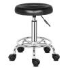 Vasitelan PU Leather Modern Round Rolling Stool with Footrest Height Adjustable Spa Drafting Salon Tattoo Work Massage Stools Task Chair (Style 2-Black) view 1