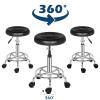 Vasitelan PU Leather Modern Round Rolling Stool with Footrest Height Adjustable Spa Drafting Salon Tattoo Work Massage Stools Task Chair (Style 2-Black) view 4