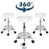 Vasitelan PU Leather Modern Round Rolling Stool with Footrest Height Adjustable Spa Drafting Salon Tattoo Work Massage Stools Task Chair (Style 2-White) view 4