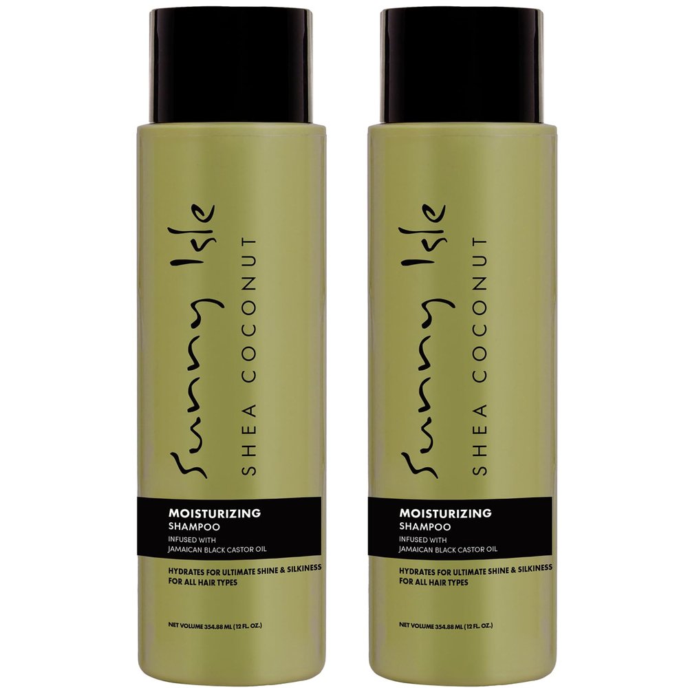 Sunny Isle Shea Coconut Moisturizing Shampoo and Conditioner 12oz Bundle | with Jamaican Black Castor Oil | Curly Hair Care | Hydration for Dry Curls, Waves, Coils | Silicone, Paraben & Sulfate FREE