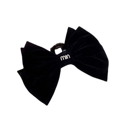 Velvet double-sided bow grab clip Shark clip bun hair clip Headgear for school girls and women hairpin decoration (Black) One size one pack